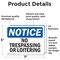 Signmission No Trespassing Or Loitering OSHA Notice Sign, Vinyl Decal, 7in W x 5in L, 2PK OS-2PACK-NS-D-57-L-14957 - alternate 4